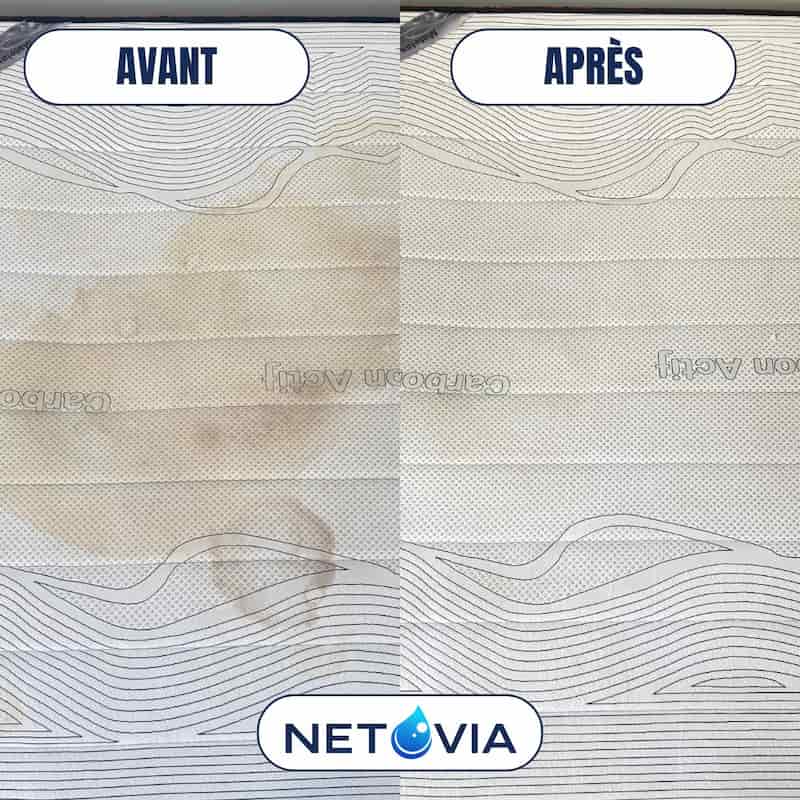 Avant après nettoyage matelas avec taches