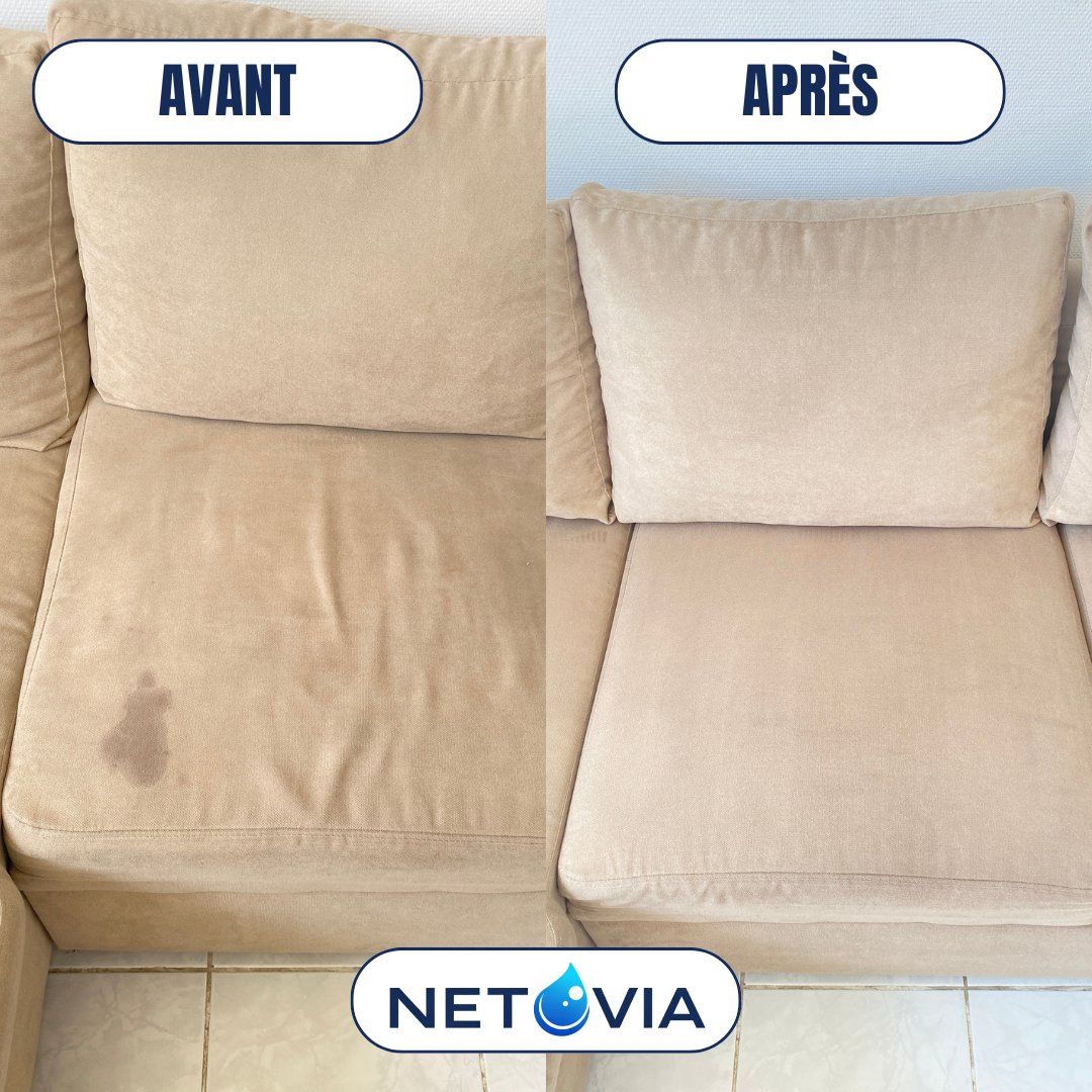 Avant après nettoyage canapé Fontenay-le-Comte Netovia