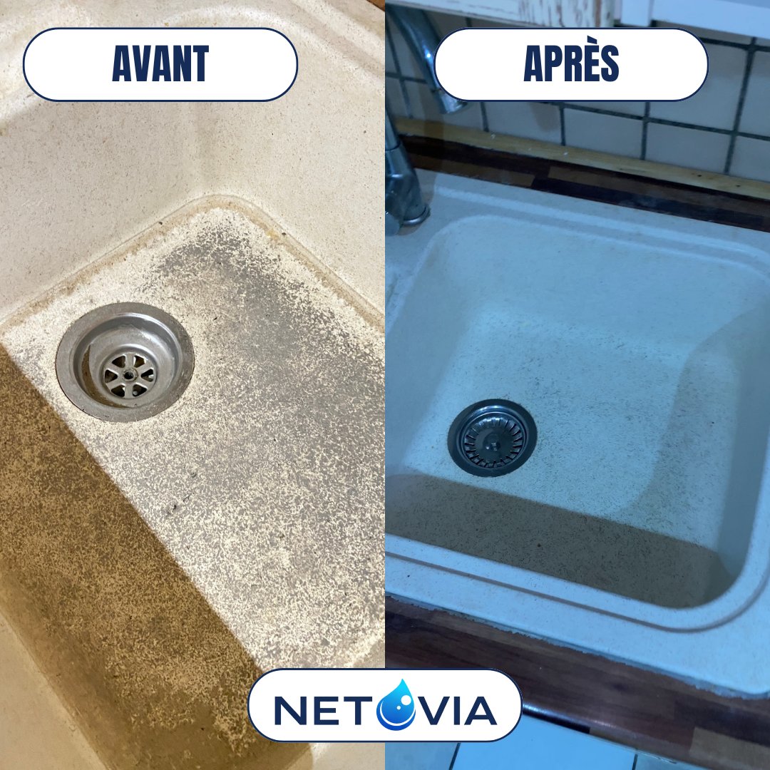 Nettoyage fin de location évier avant après