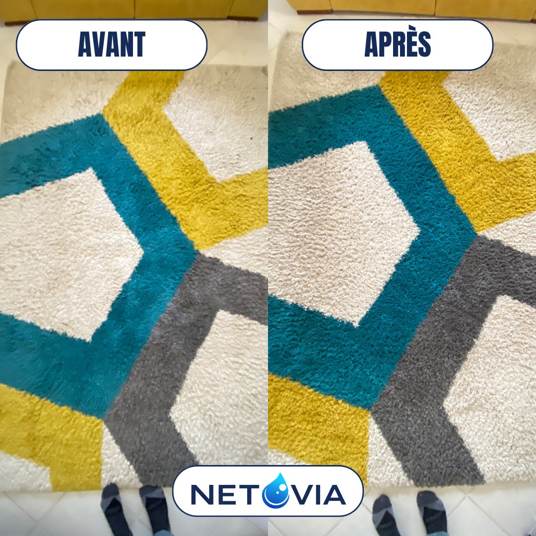 Nettoyage tapis coloré avant après